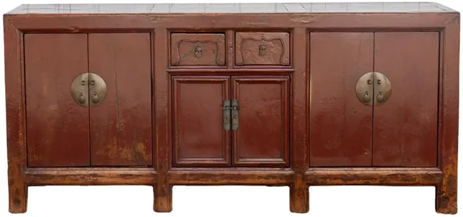 Antique Red Painted Chinese Sideboard - de-cor