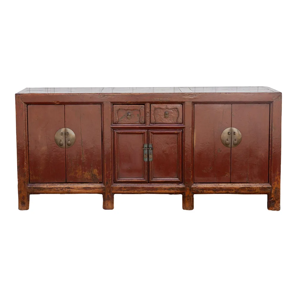 Antique Red Painted Chinese Sideboard - de-cor