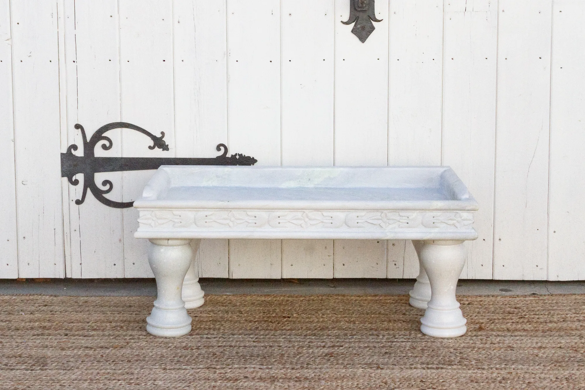 Handcarved Marble Trough Coffee Table - de-cor - White