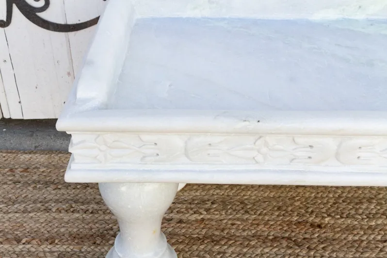 Handcarved Marble Trough Coffee Table - de-cor - White