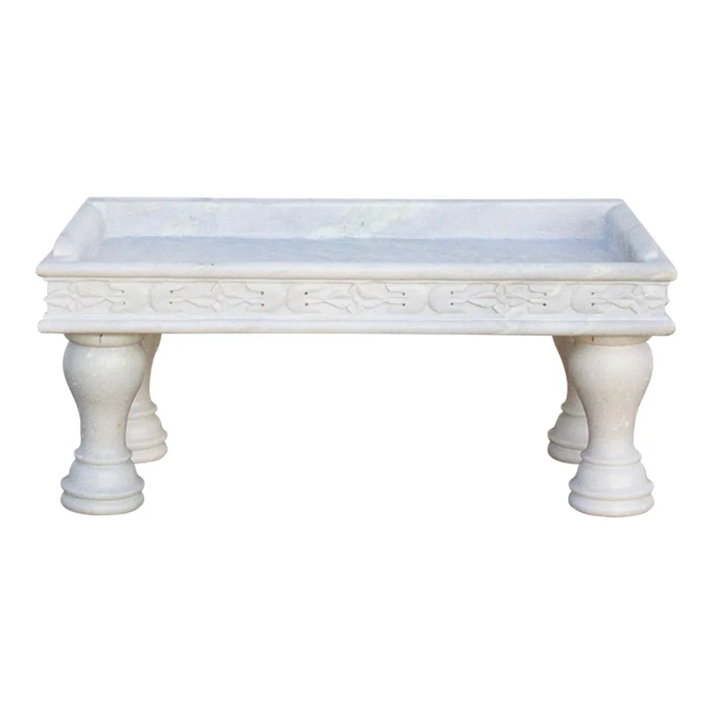 Handcarved Marble Trough Coffee Table - de-cor - White