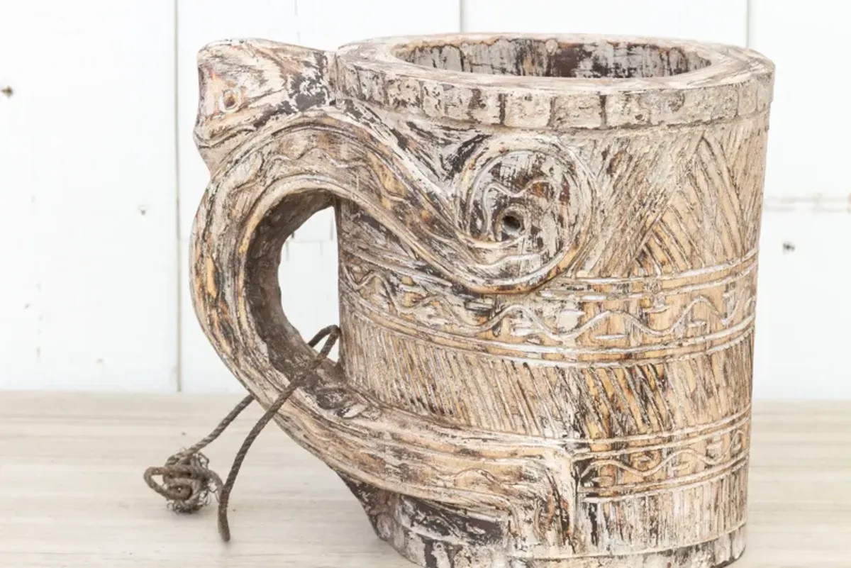 Hand-carved Naga Milk Pot-Moyon - de-cor - Brown