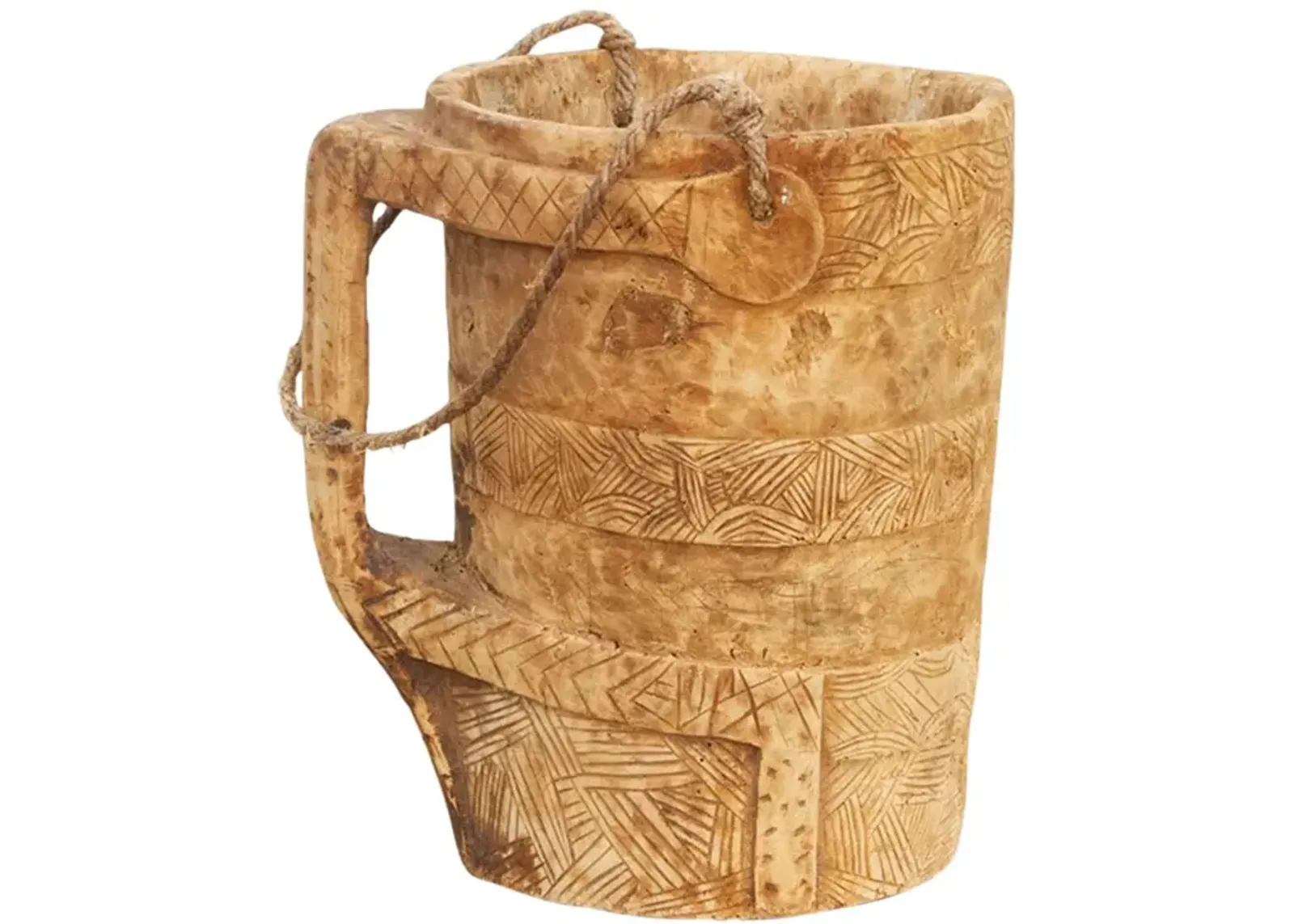 Hand-carved Naga Milk Pot-Zene - de-cor - Brown