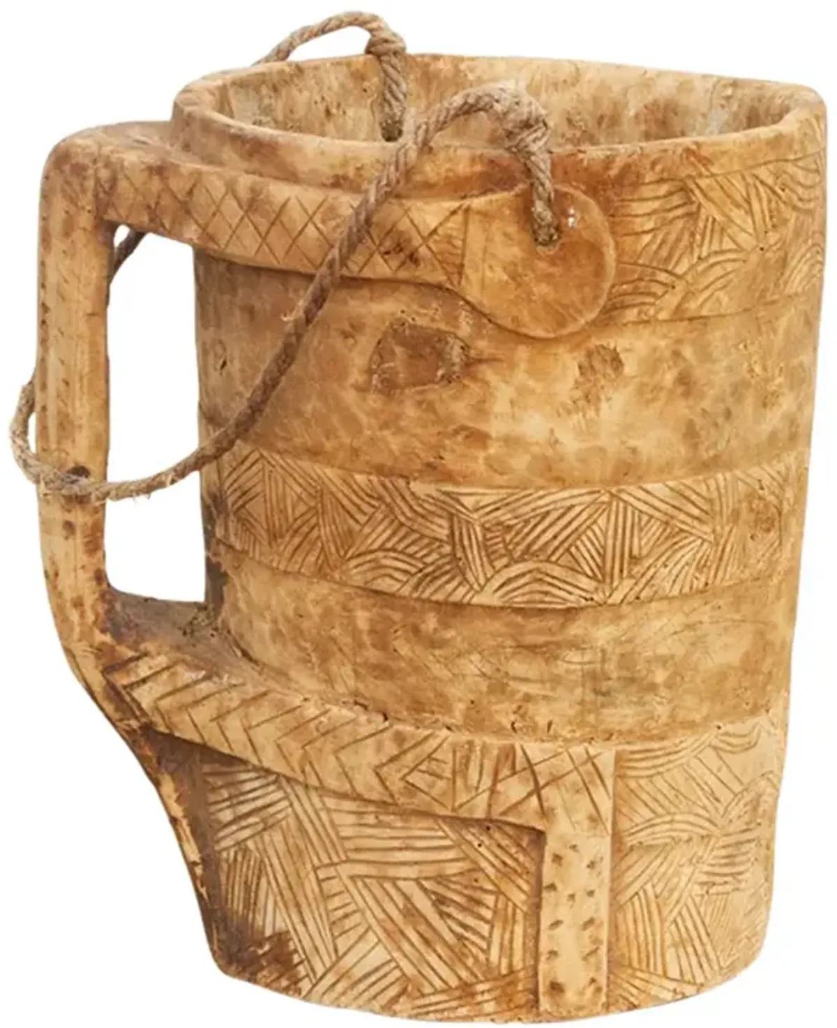 Hand-carved Naga Milk Pot-Zene - de-cor - Brown