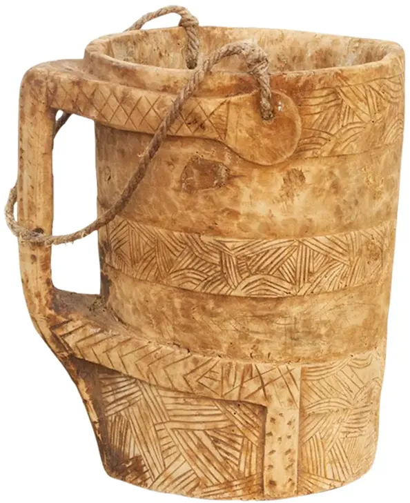 Hand-carved Naga Milk Pot-Zene - de-cor - Brown