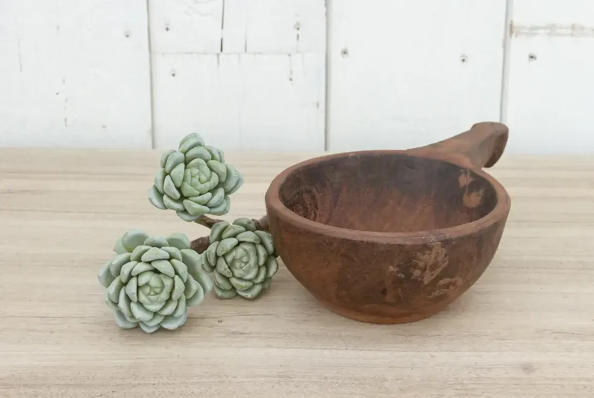 Tribal Hand-carved Grain Scoop Bowl - de-cor - Brown