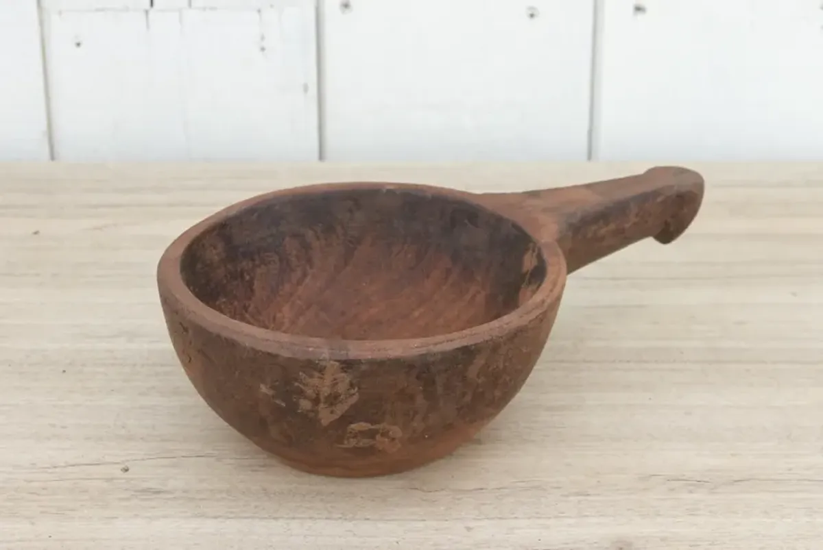 Tribal Hand-carved Grain Scoop Bowl - de-cor - Brown