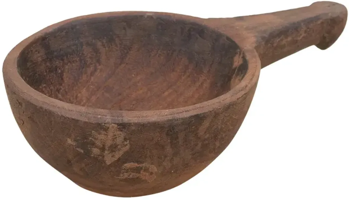 Tribal Hand-carved Grain Scoop Bowl - de-cor - Brown