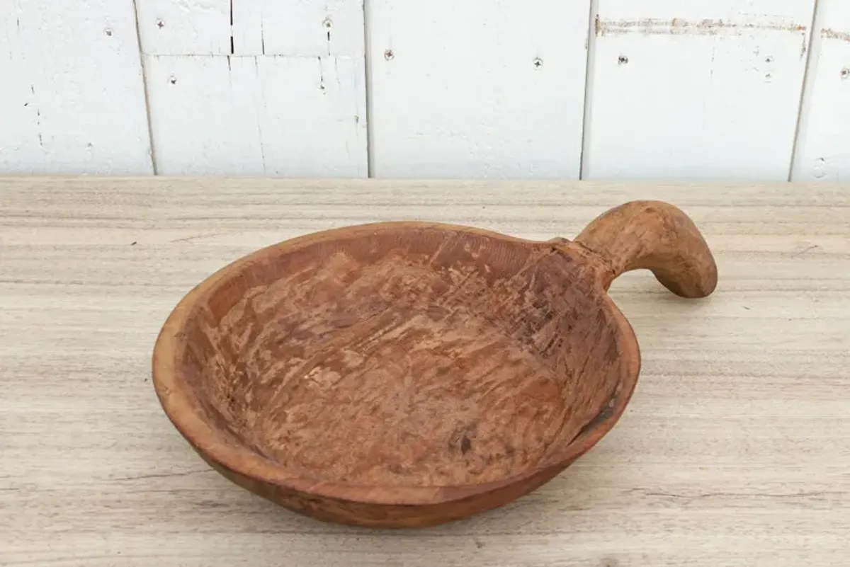 Natural Hand-carved Grain Scoop Bowl - de-cor - Brown