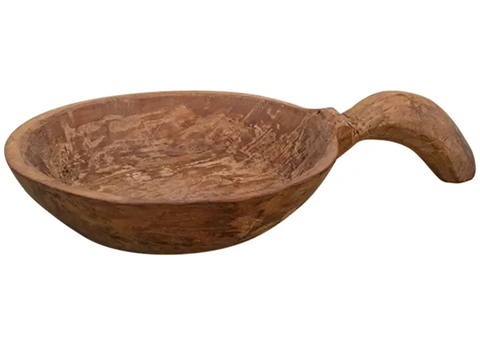 Natural Hand-carved Grain Scoop Bowl - de-cor - Brown