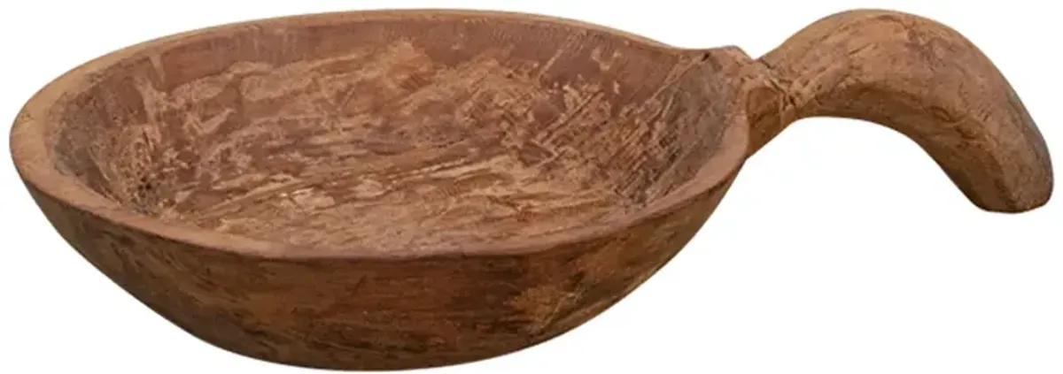 Natural Hand-carved Grain Scoop Bowl - de-cor - Brown