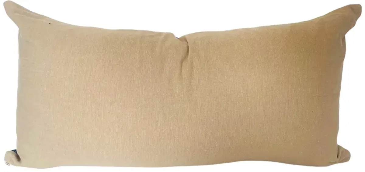 Japanese Indigo Kata-Zome Lumbar Pillow - Eat Drink Home