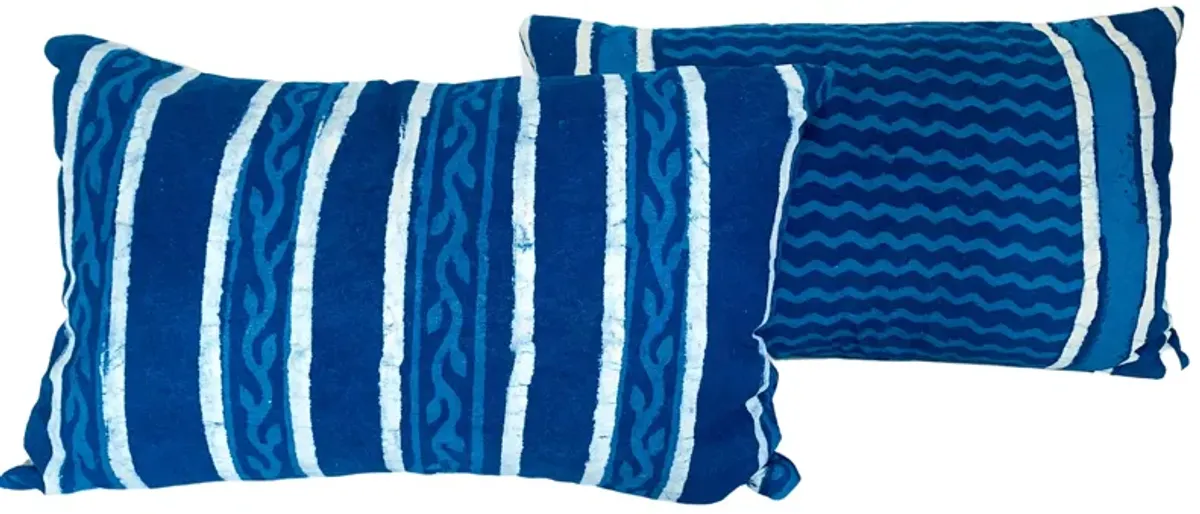 Hand-Printed Shibori Lumbar Pillows - Pr - Eat Drink Home