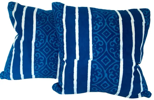 Hand-Printed Shibori Throw Pillows, Pair