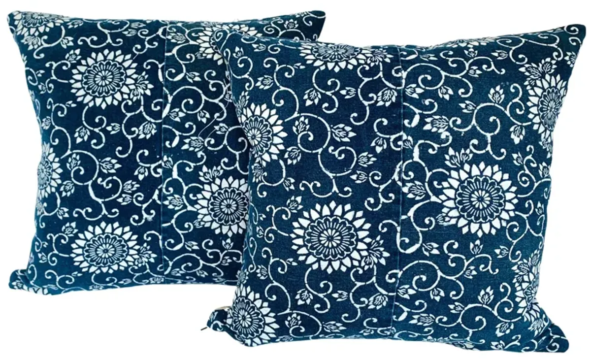 Japanese Indigo Kata-Zome Pillows - Set of 2 - Eat Drink Home