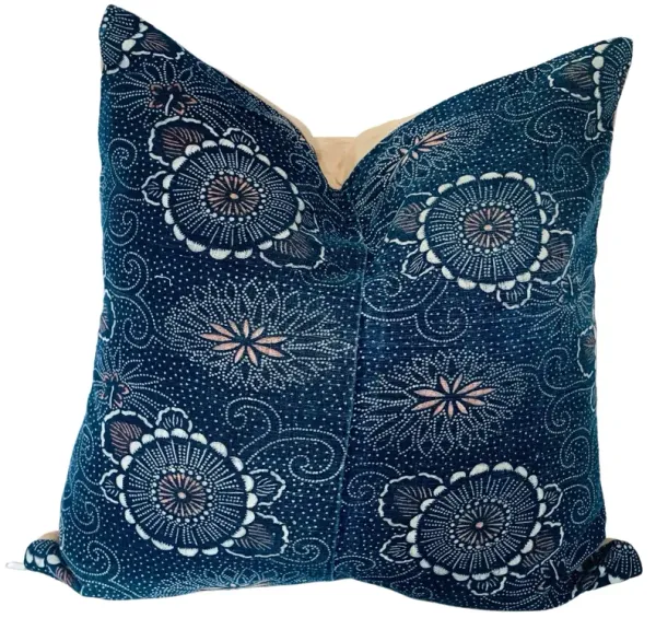 Japanese Indigo Kata-Zome Throw Pillow - Eat Drink Home