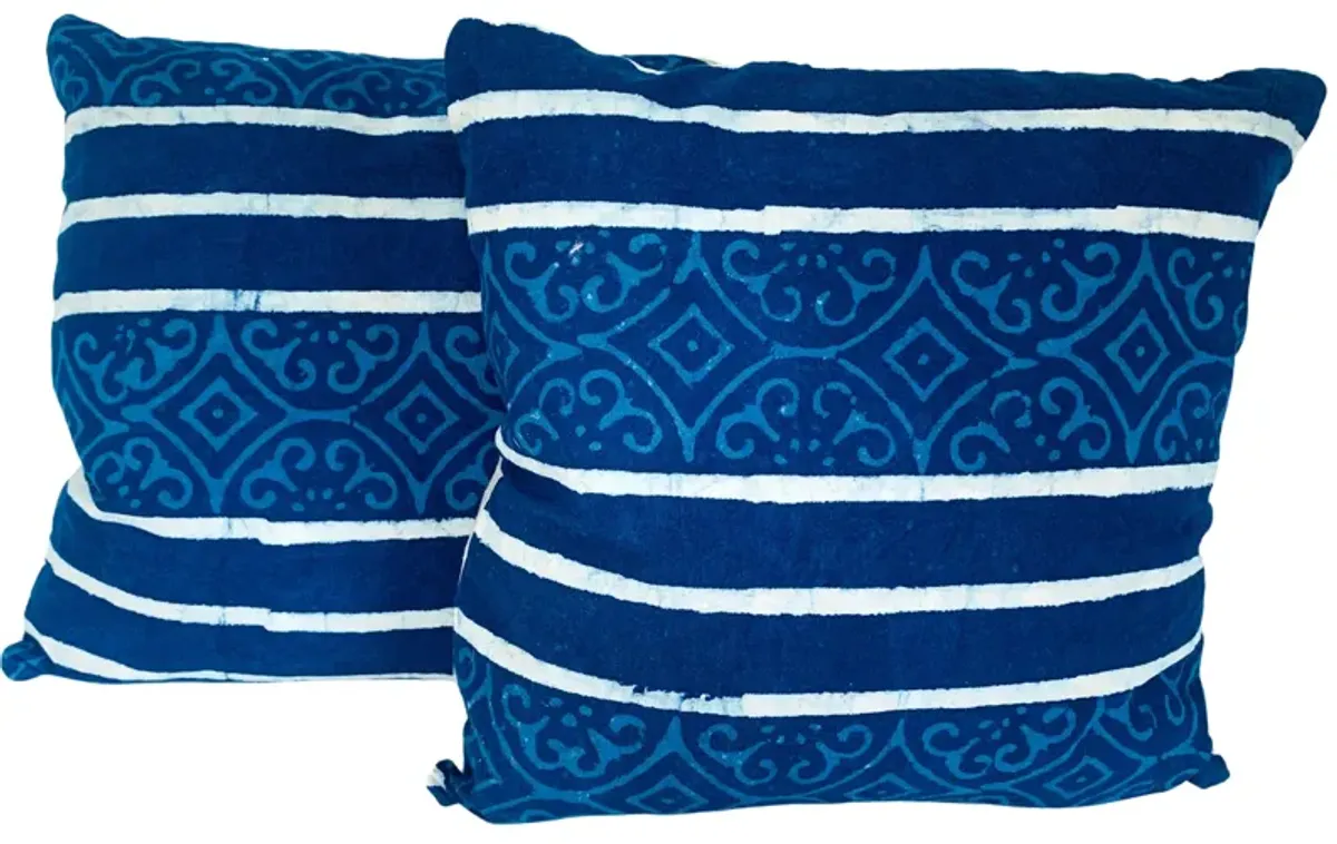 Hand-Printed Shibori Throw Pillows - Set of 2 - Eat Drink Home