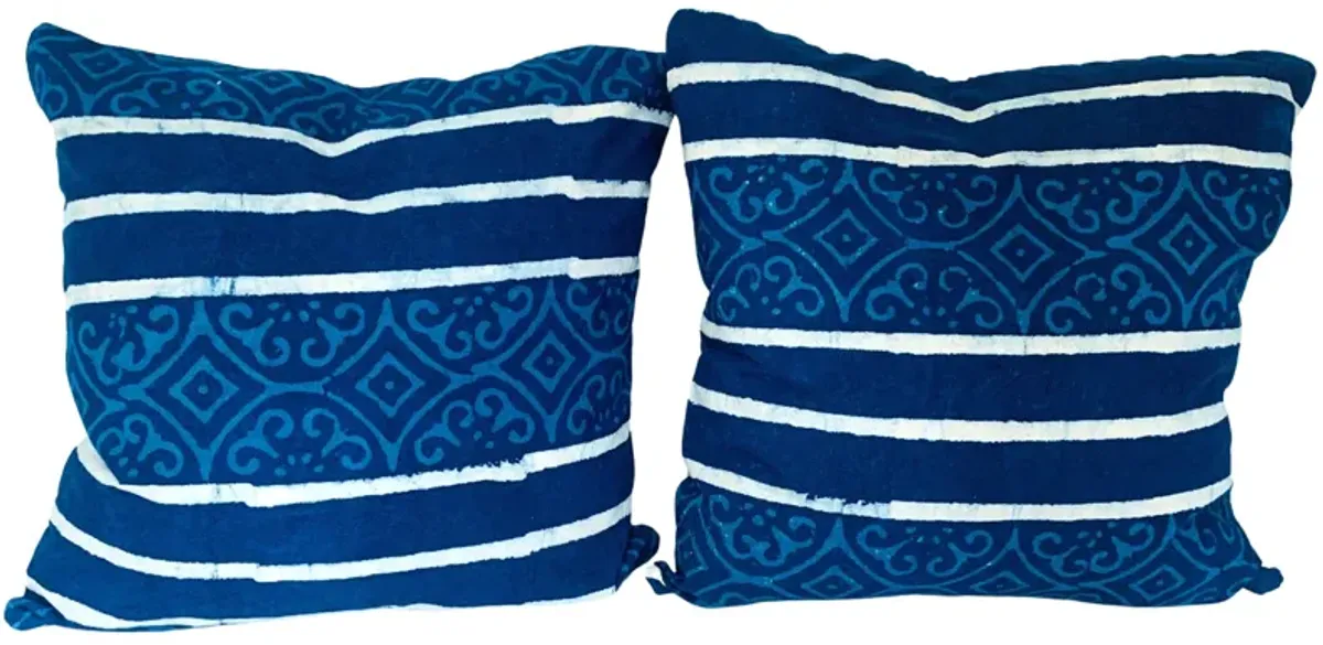 Hand-Printed Shibori Throw Pillows - Set of 2 - Eat Drink Home