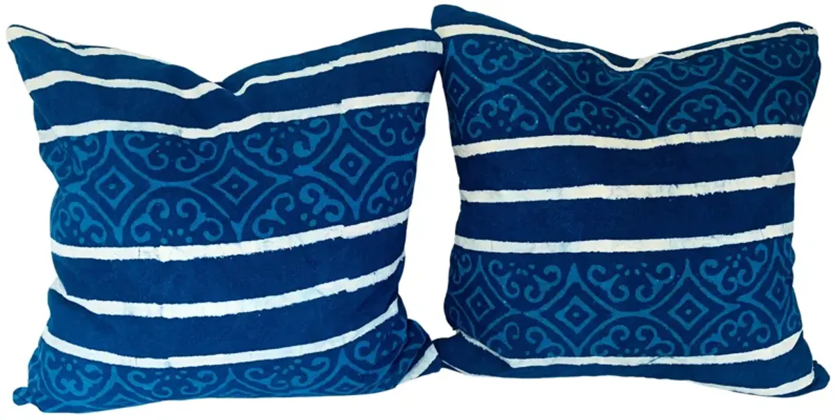 Hand-Printed Shibori Throw Pillows - Set of 2 - Eat Drink Home