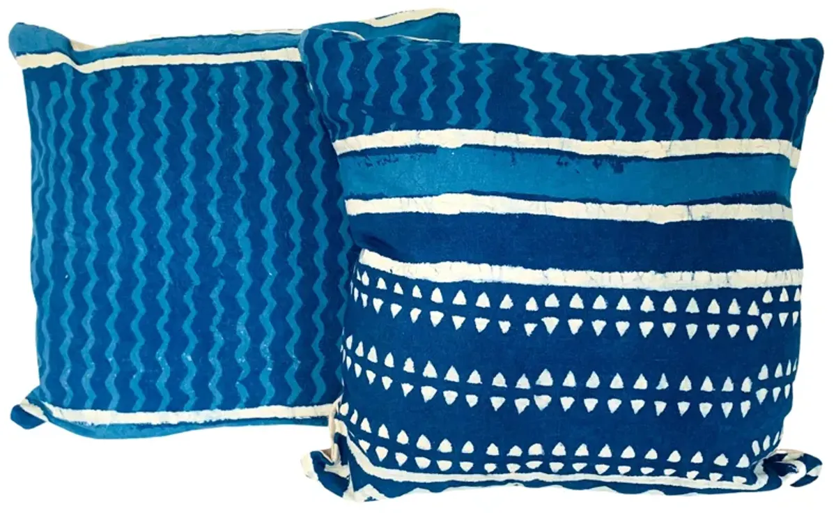 Hand-Printed Shibori Throw Pillows - Set of 2 - Eat Drink Home