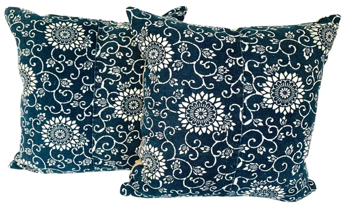 Japanese Indigo Kata-Zome Pillows - Set of 2 - Eat Drink Home