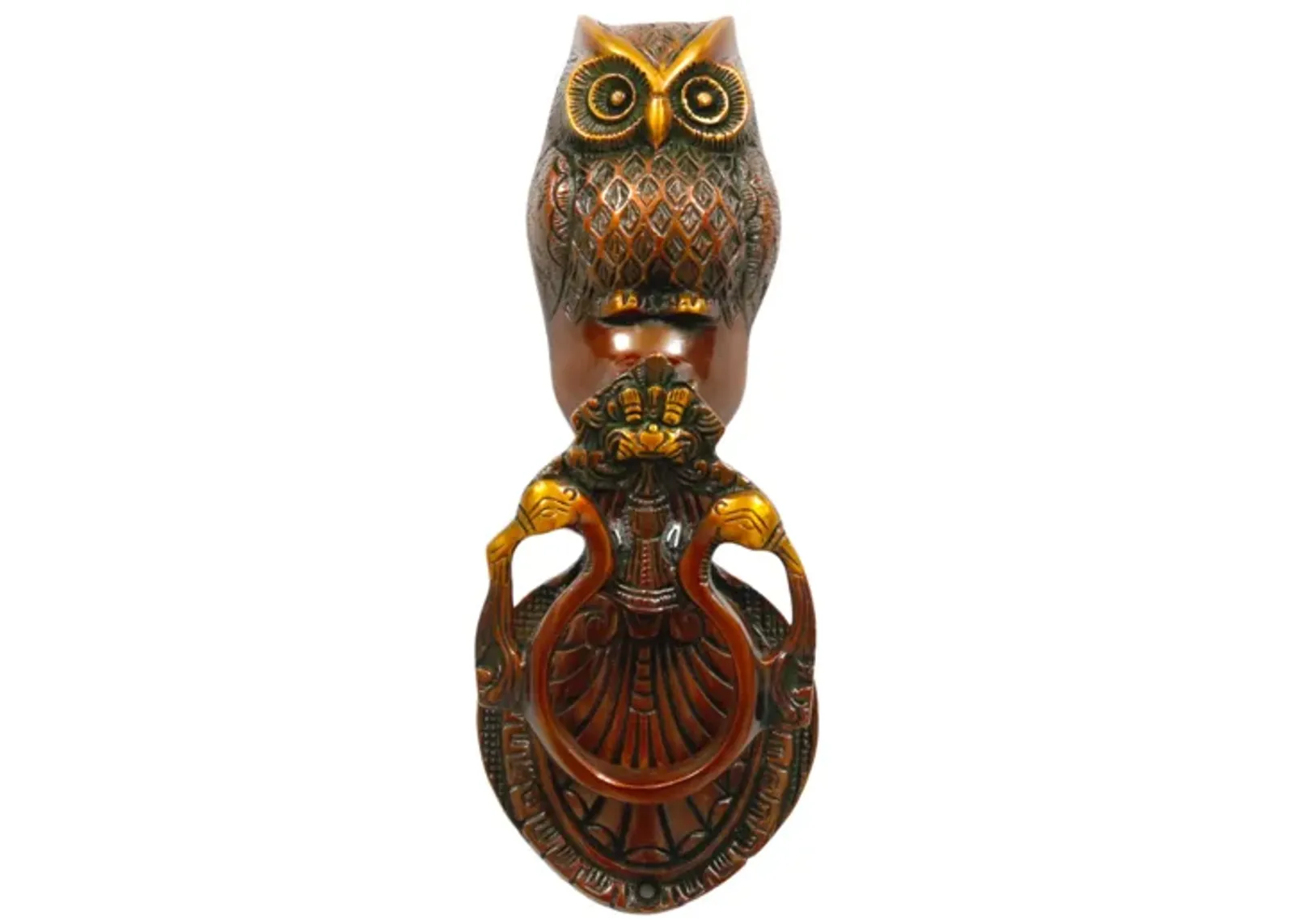 Red Brass Owl Door Knocker - Interesting Things