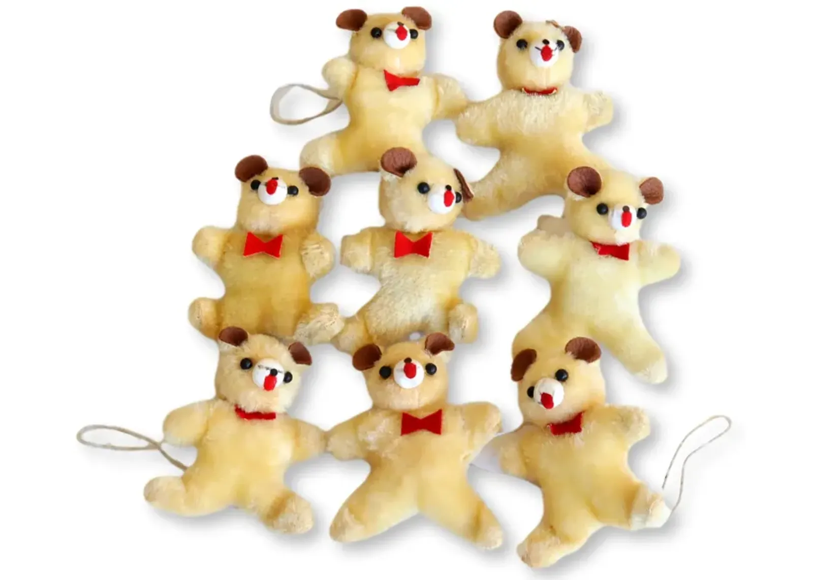 Midcentury Teddy Bear Ornaments - Set of 8 - The Queens Landing - Brown