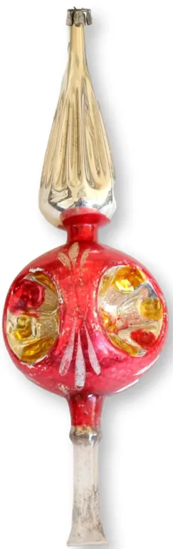 Midcentury Mercury Glass Tree Topper - Rose Victoria - Red