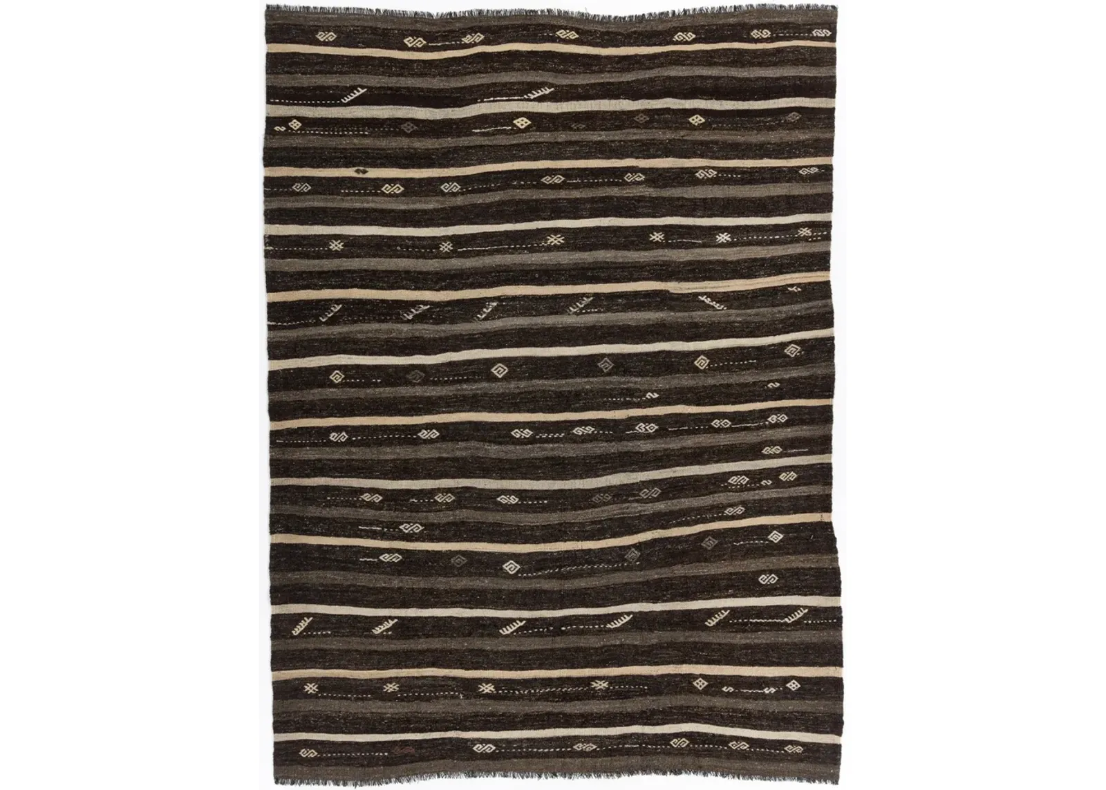 Brown Turkish Kilim Area Rug - 6'7"x9'10" - Brown