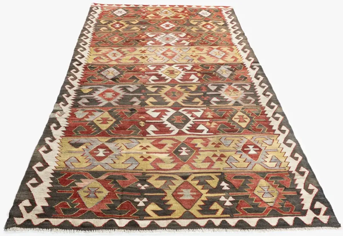 Cinnamon Turkish Kilim Rug - 4'3"x9'5" - Red - Red