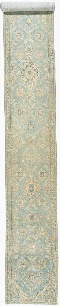 Teal Blue Bibikabad Runner 2'7"x22'8"