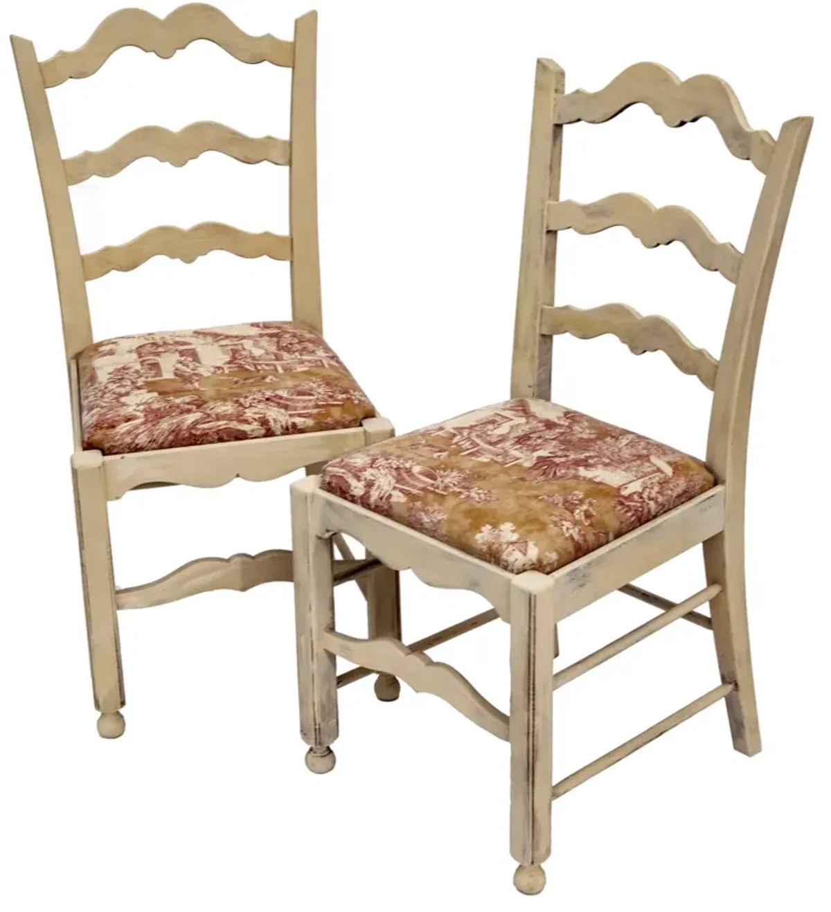 French Painted Chairs Scenic Upholstery - Fleur de Lex Antiques - Beige