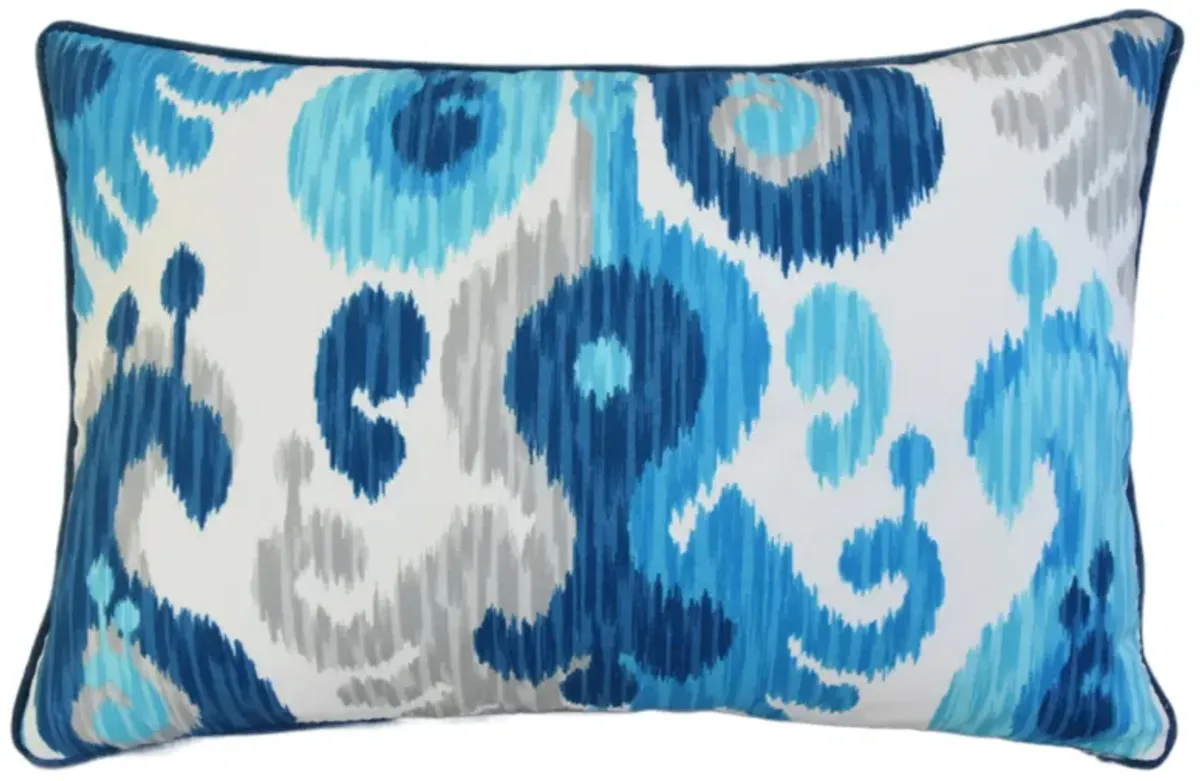 Blue - White & Gray Ikat Pillow