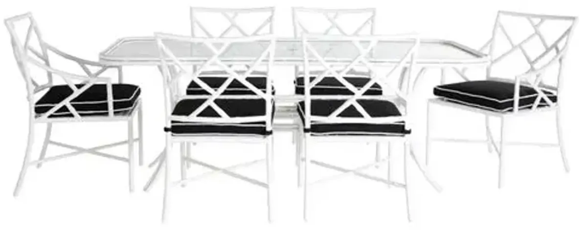 Kit 7-Pc Dining Set - Black/White Welt