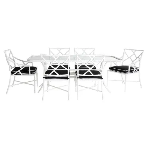 Kit 7-Pc Dining Set - Black/White Welt