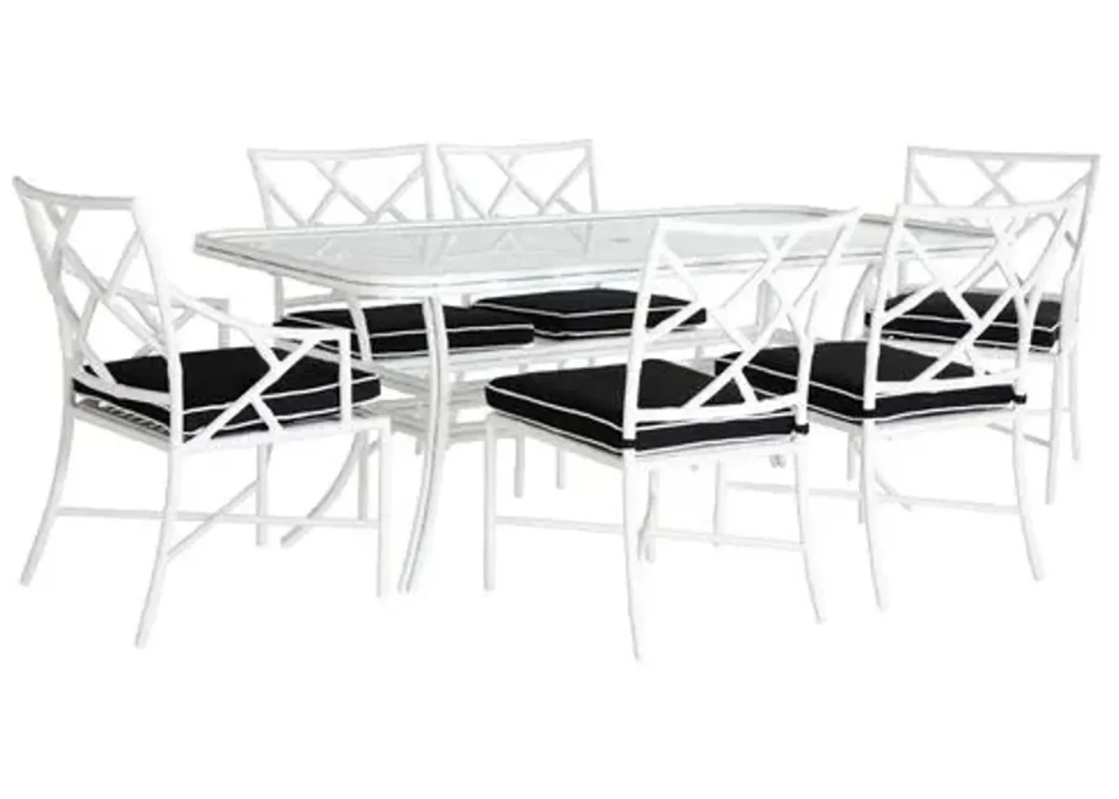 Kit 7-Pc Dining Set - Black/White Welt