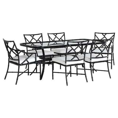 Kit Black 7-Pc Dining Set - White