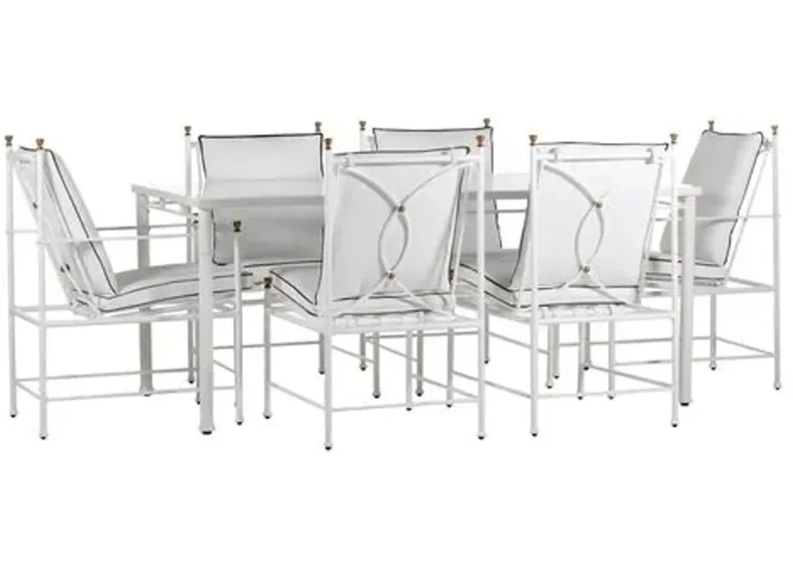 Frances White 7-Pc Rectangular Dining Set - White/Black Welt