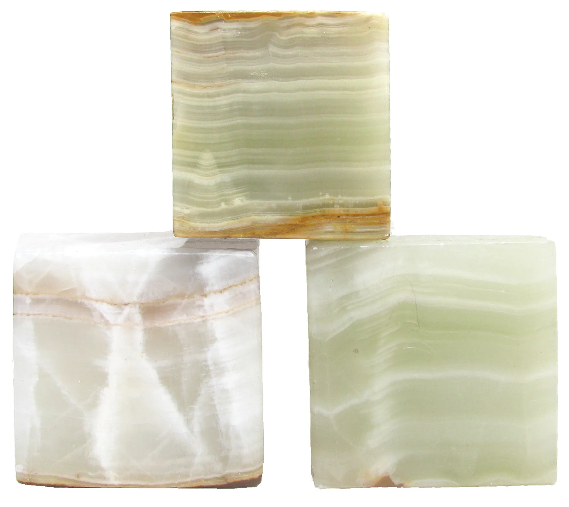 Sage Green & White Onyx Stone Cubes - Set of 3 - Chez Vous