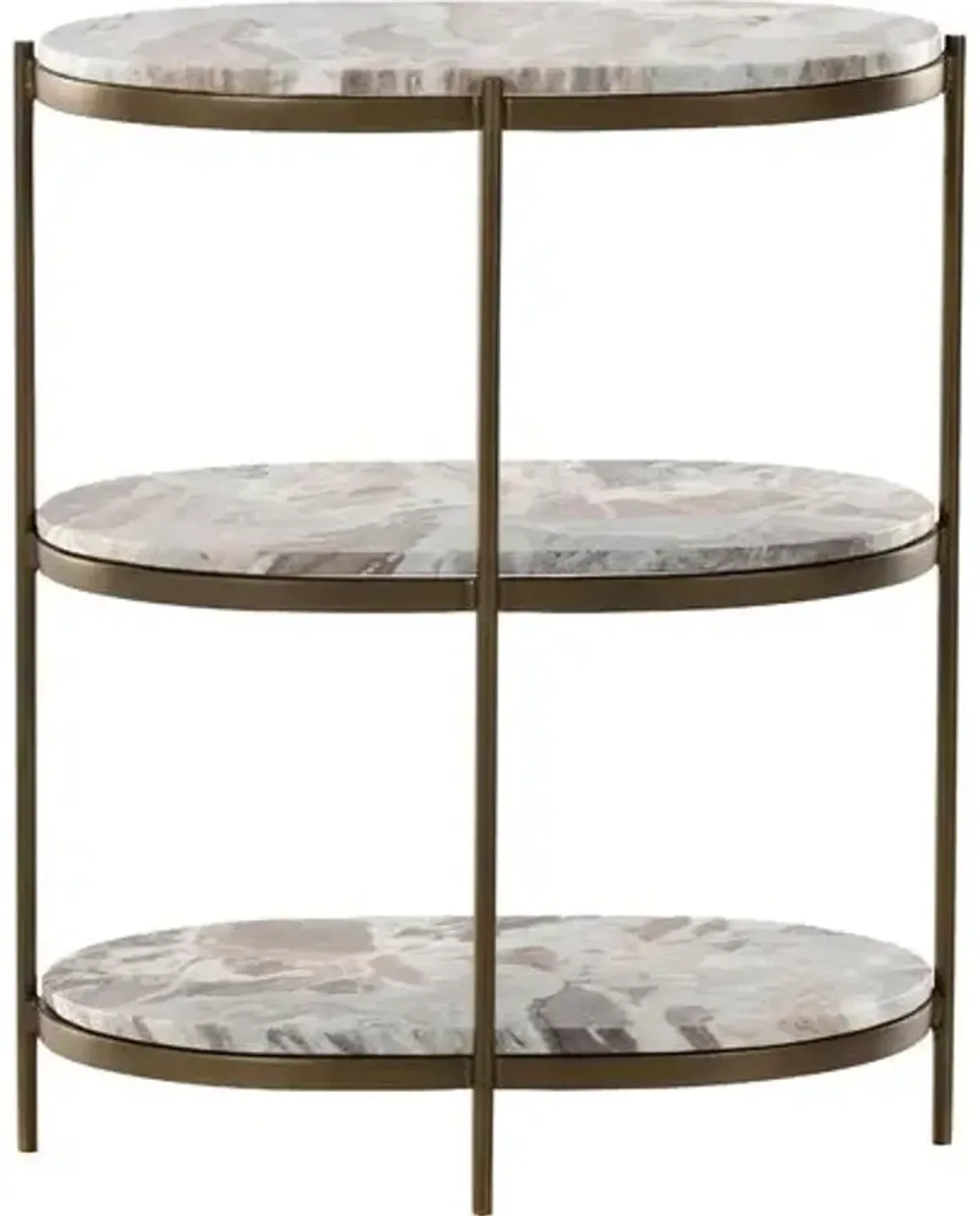 Freya Marble Oval Nightstand - Canyon/Antique Brass