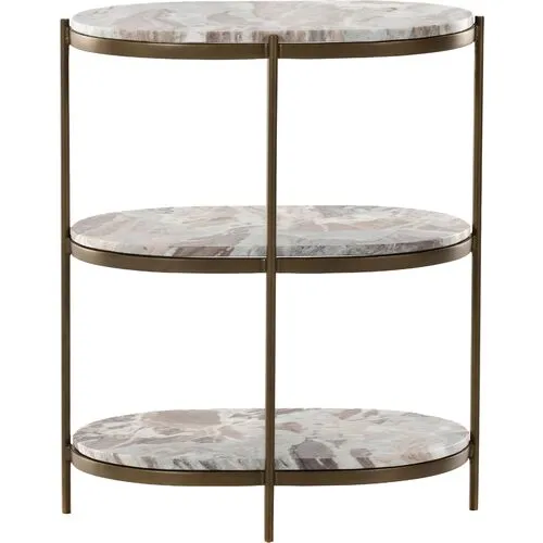 Freya Marble Oval Nightstand - Canyon/Antique Brass