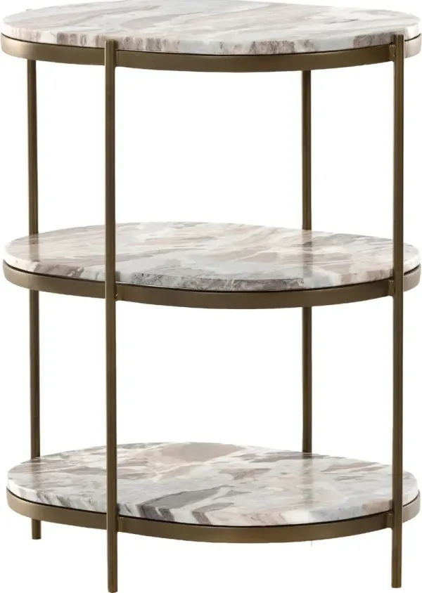 Lawson Marble Oval Nightstand, Canyon/Antique Brass