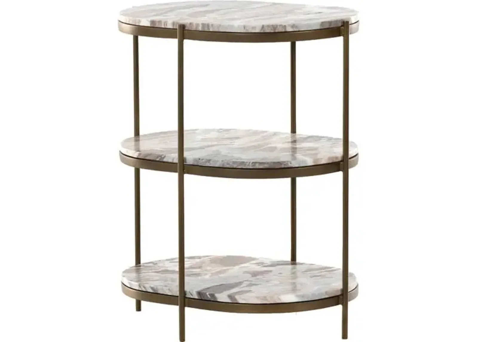 Freya Marble Oval Nightstand - Canyon/Antique Brass