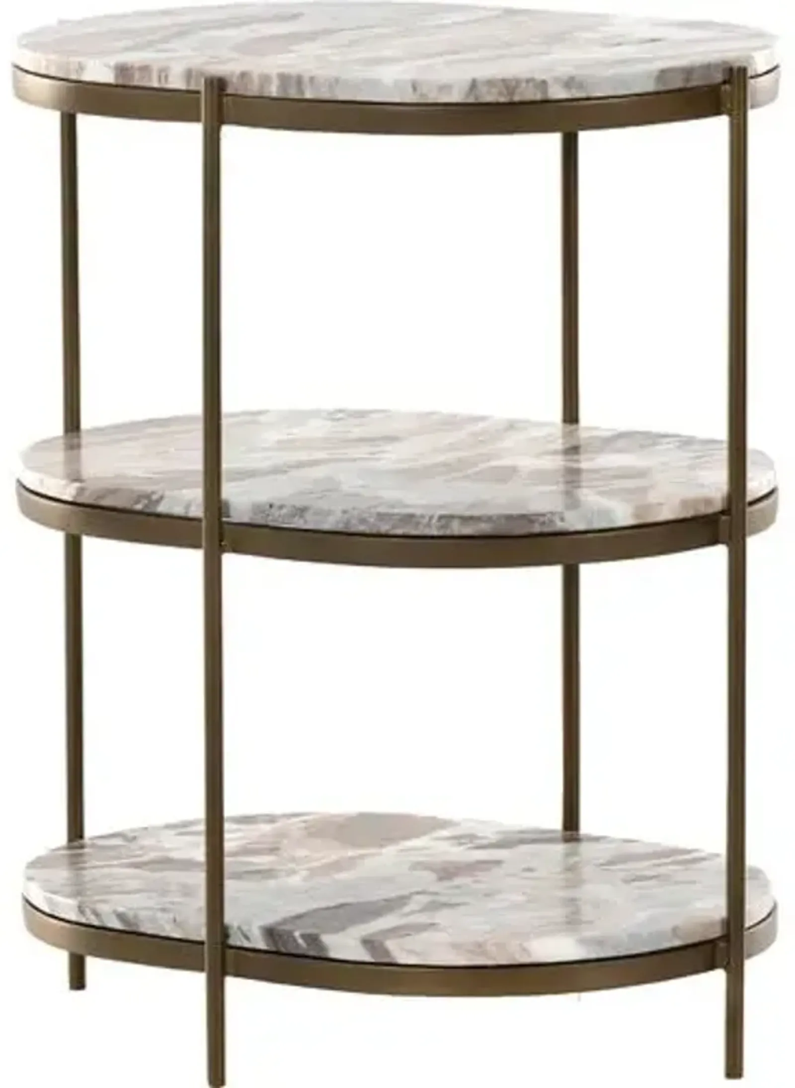 Freya Marble Oval Nightstand - Canyon/Antique Brass