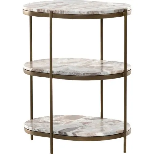 Freya Marble Oval Nightstand - Canyon/Antique Brass