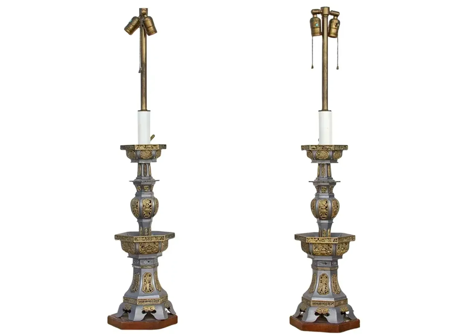 Pair of Tall Vintage Asian Table Lamps - de-cor