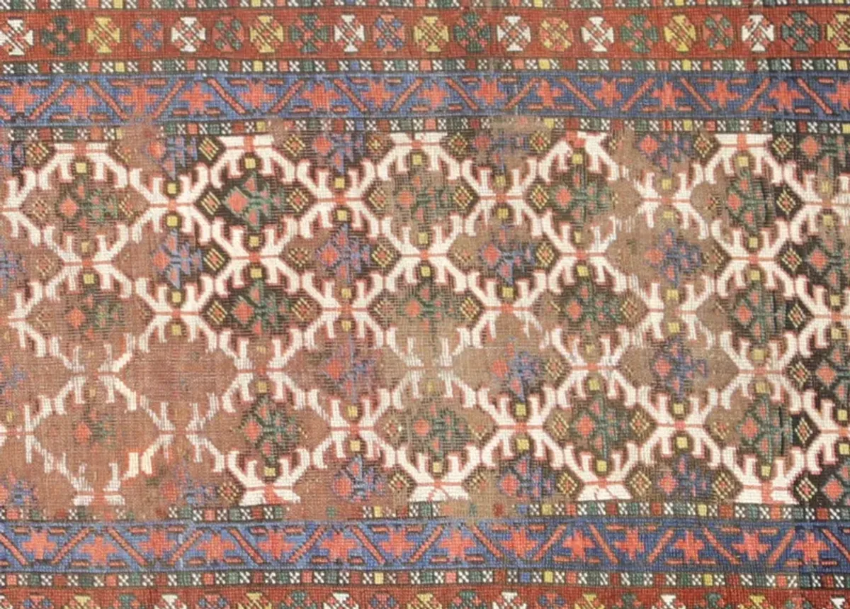 1920s Persian Heriz Runner - 3'2"x13'9" - Nalbandian - Green