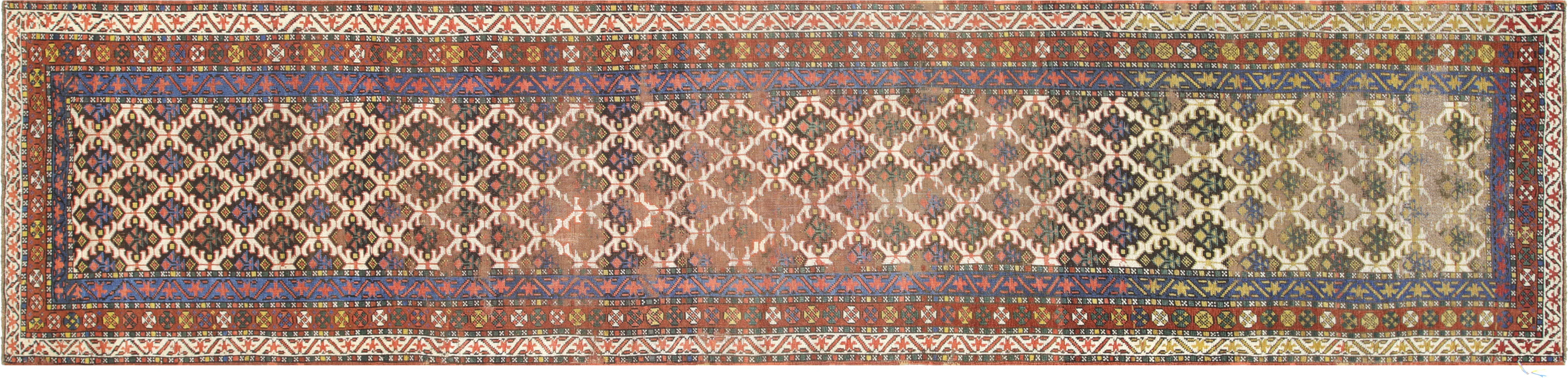 1920s Persian Heriz Runner - 3'2"x13'9" - Nalbandian - Green