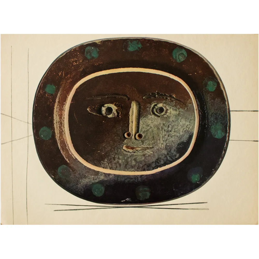 1955 Picasso - Print of Ceramic Plate N2 - Brown