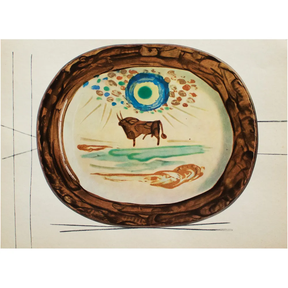 1955 Picasso - Print of Ceramic Plate N15 - Brown